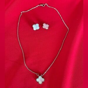 VCA Mother-of-Pearl Clover Necklace and Earrings Set